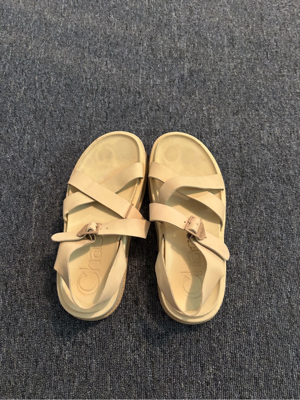 Chaco Women's Light Beige Strappy Slide Sandals